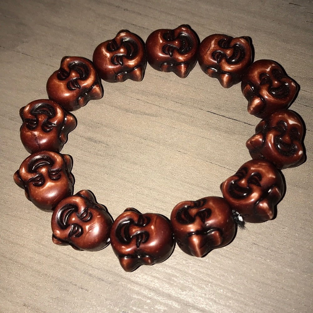 Laughing Buddha head stretch bracelet